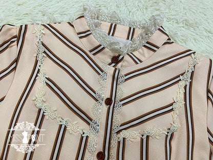 Miss Point - Chocolate Daily Light Sweet Stripe Lolita Blouse