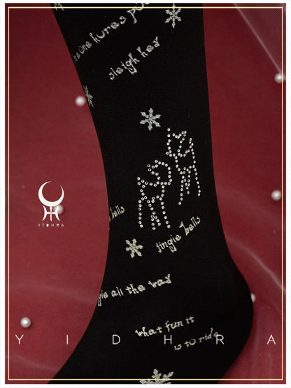 Yidhra - Snow Deer Search - Winter Lolita Pantyhose Kawaii Christmas Pantyhose