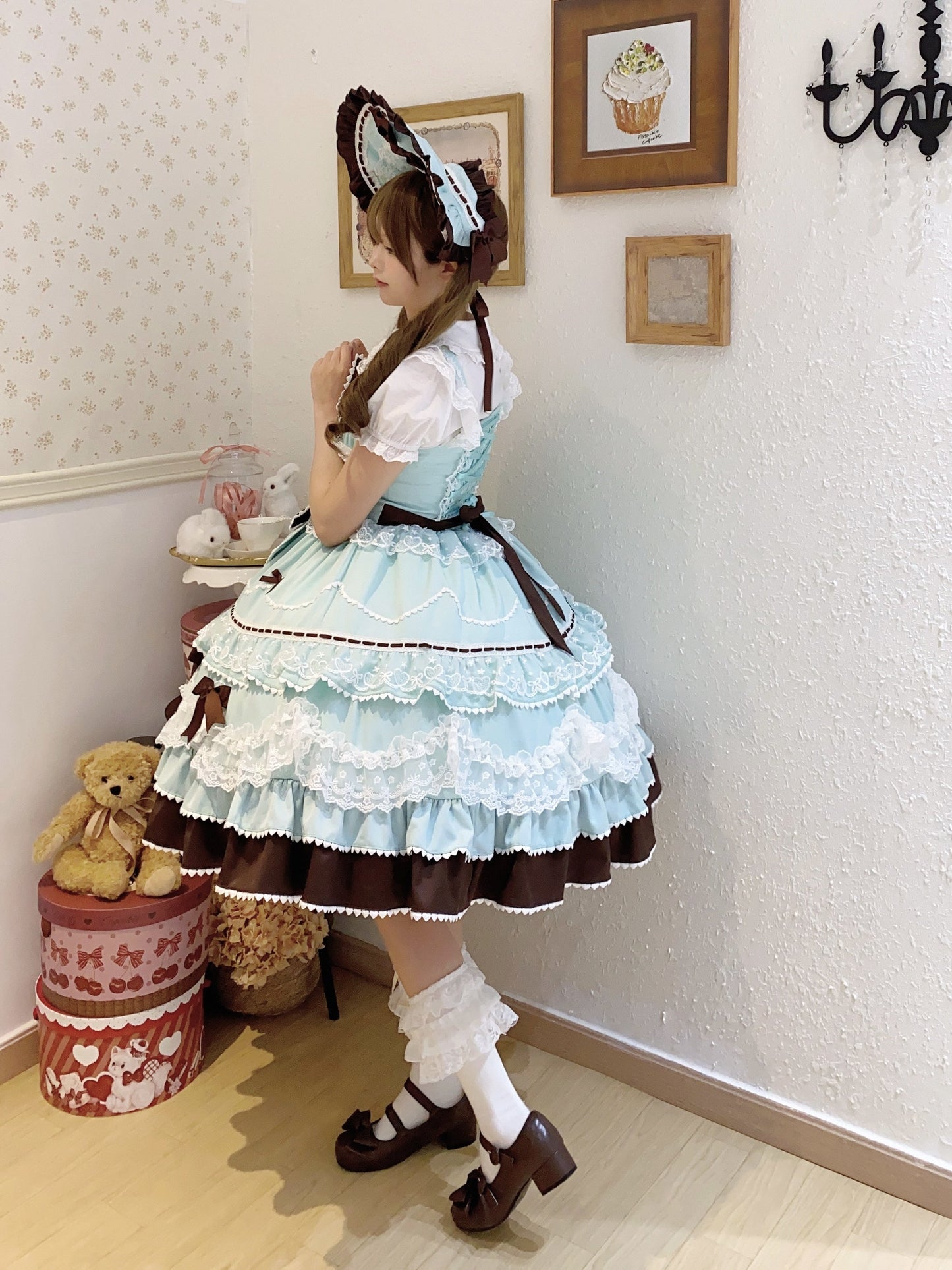 Sugar Girl - Fondant Cake - Summer Sweet Lolita JSK Dress, Tiered Ruffles and Bows