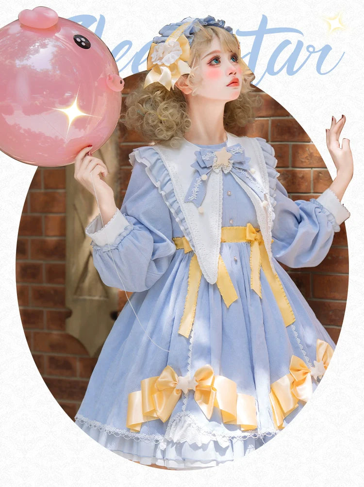 Forest Fluorescent Carps - Sleep Star - Sweet Lolita OP Dress, Long / Short Sleeve