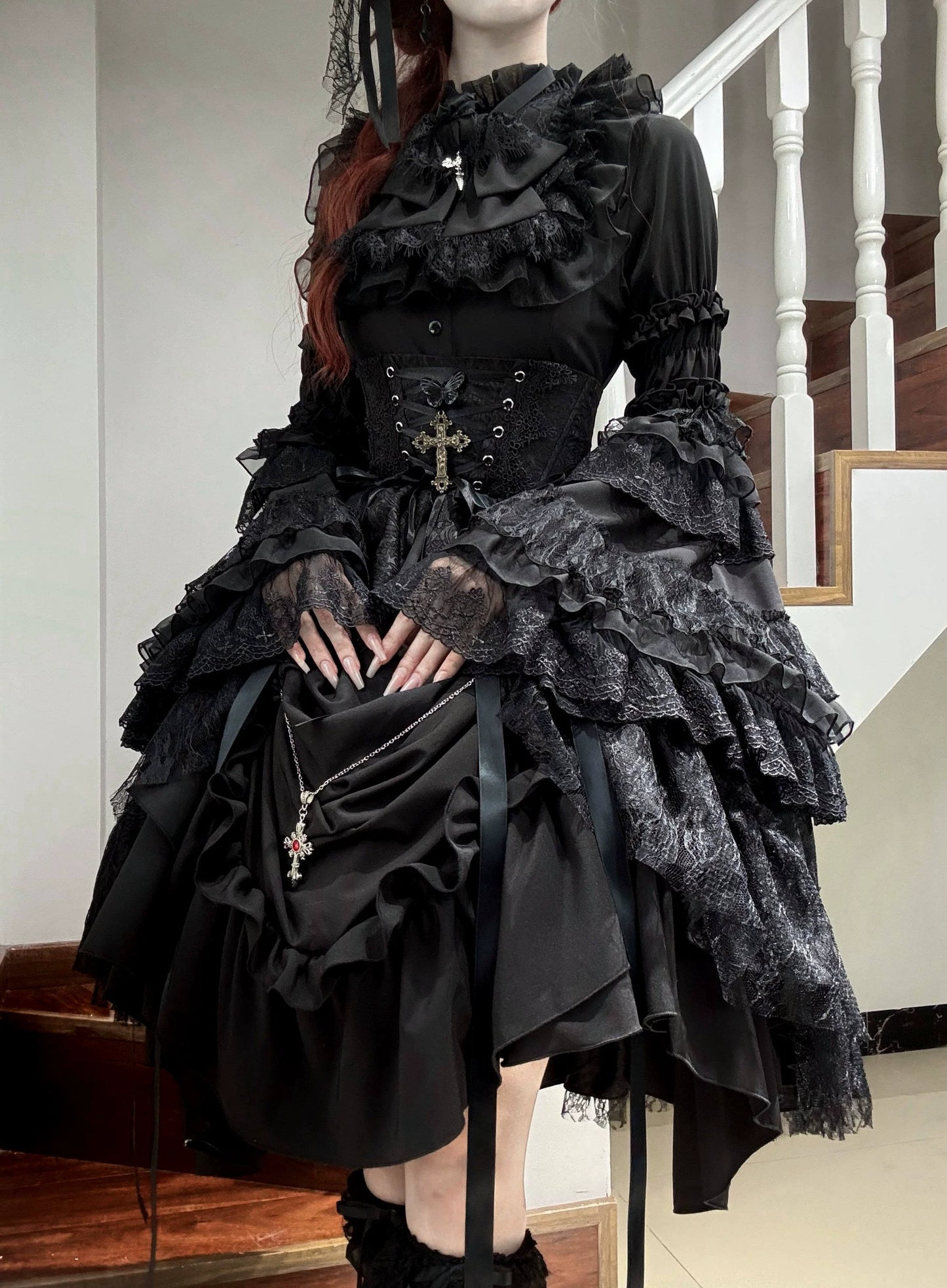 Nightingale Girl - Eternal Taboo - Gothic Lolita Dress with Princess Sleeve Shirt