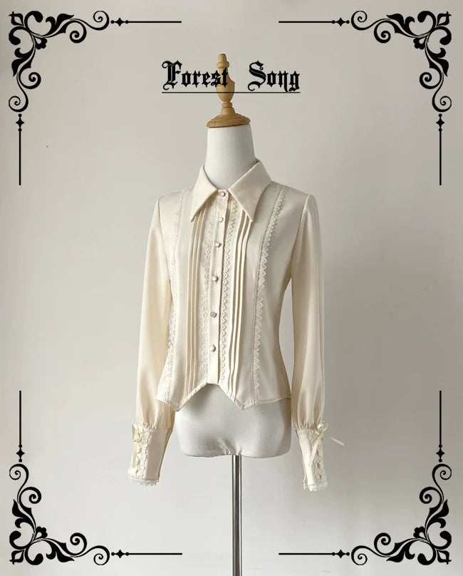 Forest Song - Griffin's Appointment - Vintage Lolita Shirt Pointed Collar