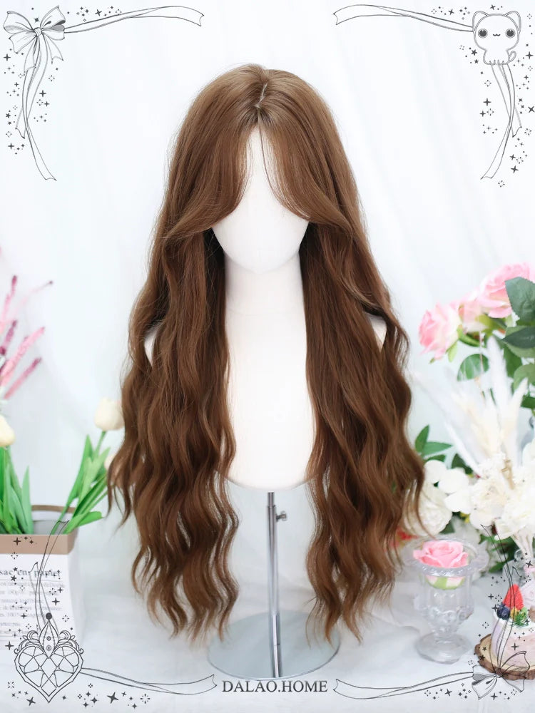 Dalao - Lolita Wig Long Curly Hair With Water Waves French Bangs