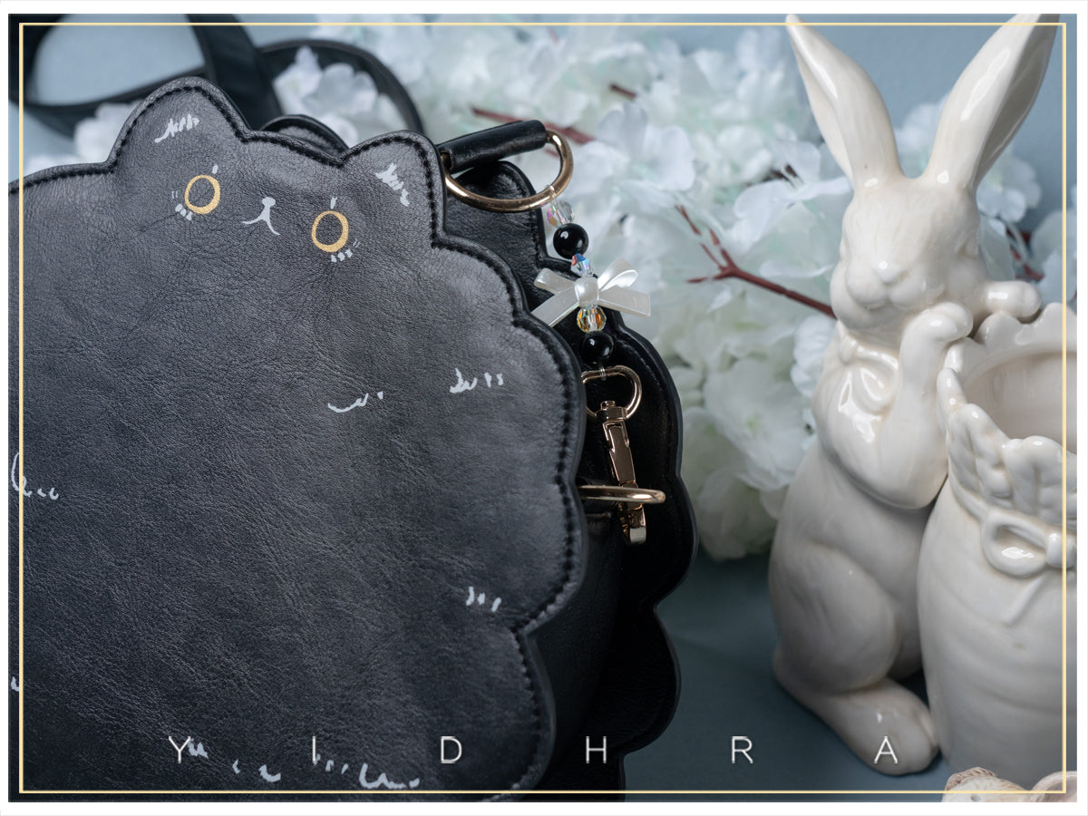 Yidhra - Printed Kawaii Cat Leather Shoulder Bag