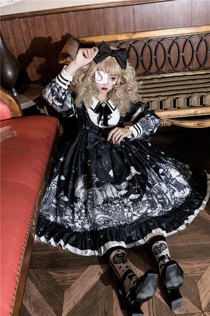 Sugar Girl - Nocturnal Castle - Gothic Lolita OP Dress, Back Zipper