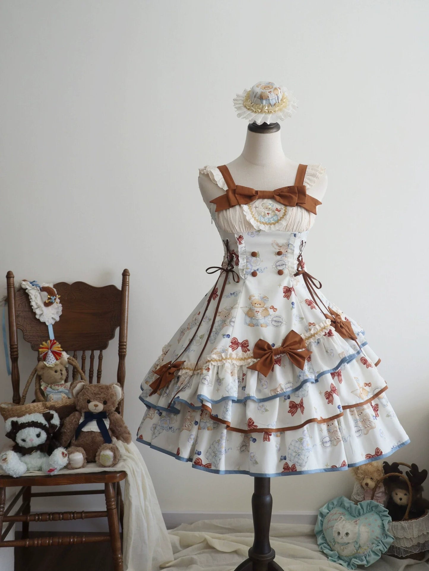 Cheese Mee Mee - Seaside Tea Party - Sweet Lolita Dress Cute Print JSK and Cape