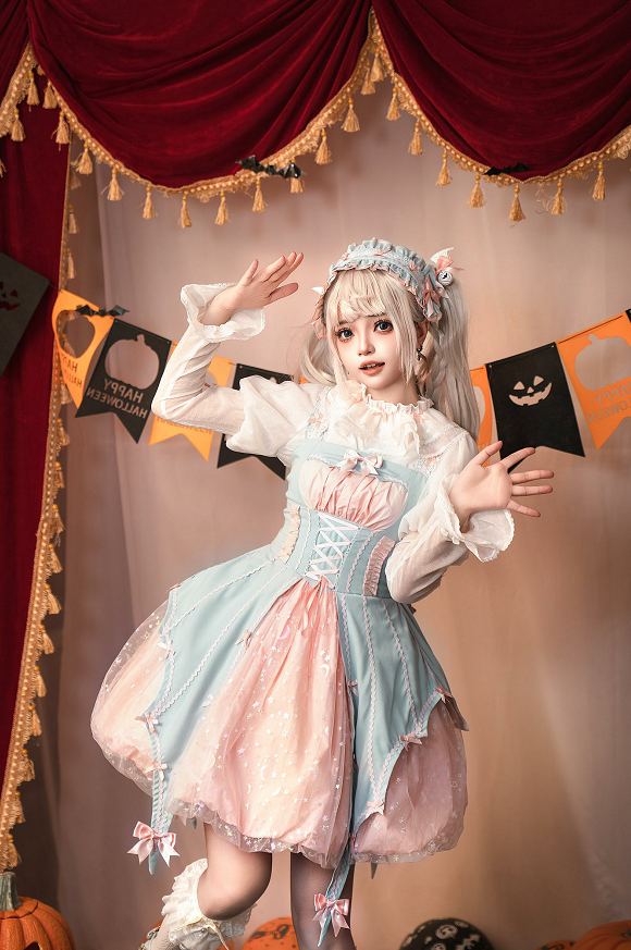 Lemon Honey - Halloween Gothic Lolita Jumper Dress, Pumpkin-inspired Dress