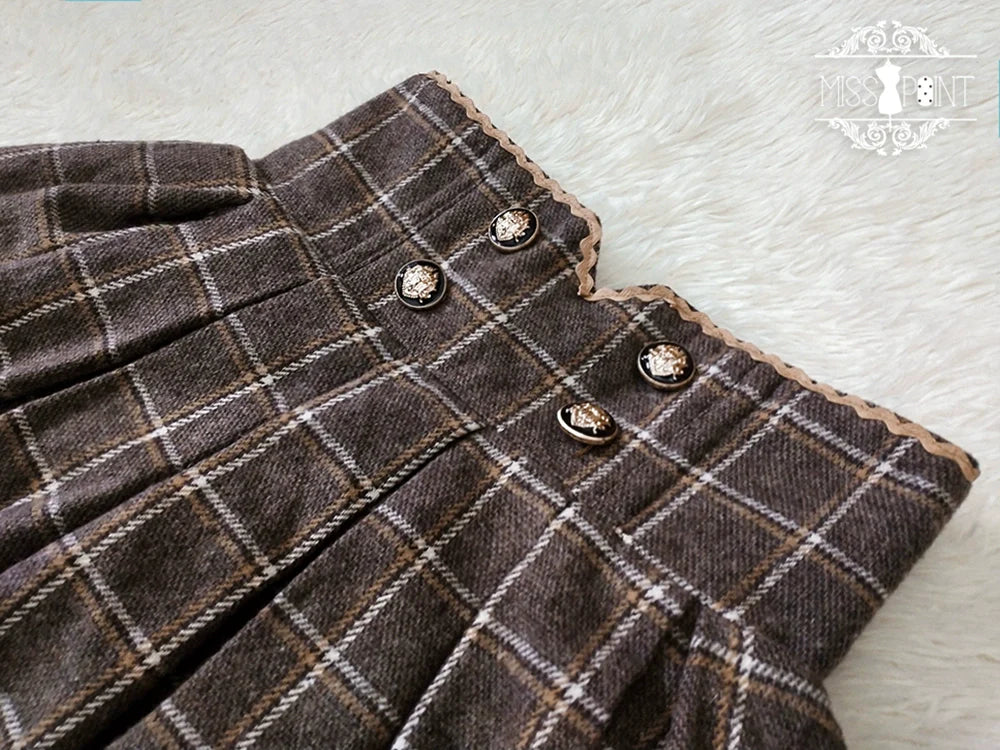 Miss Point - Rose - Elegant Lolita Fishbone Grid Skirt Customized