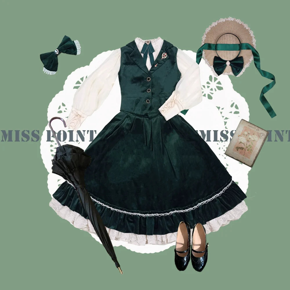 Miss Point - Rose Doll - Retro Lolita Vest Velvet Lolita Waistcoat