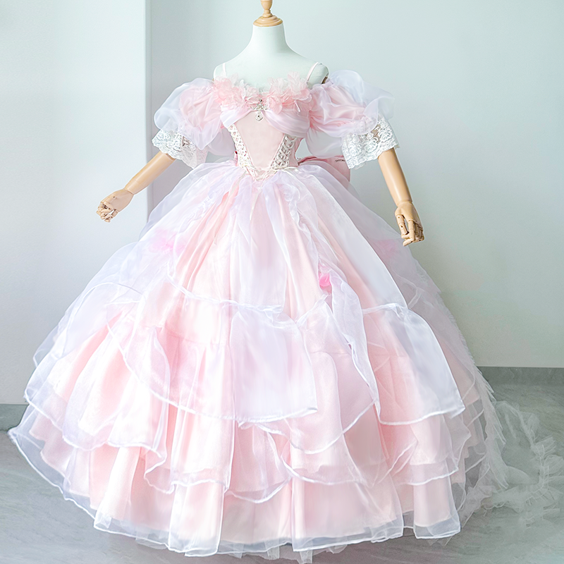 Daydream Whisper - Misty Rose Sea - Plus Size Wedding Lolita JSK with Puffy Tiered Skirt