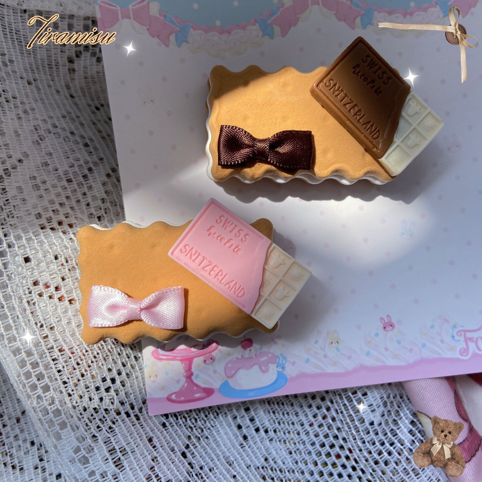 Bear Doll - Sweet Cookie Charm Set - Kawaii Lolita Necklace and Hairclip