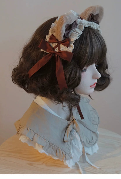 Besozealous - Handmade Lolita KC Animal Ear Coffee Hairband