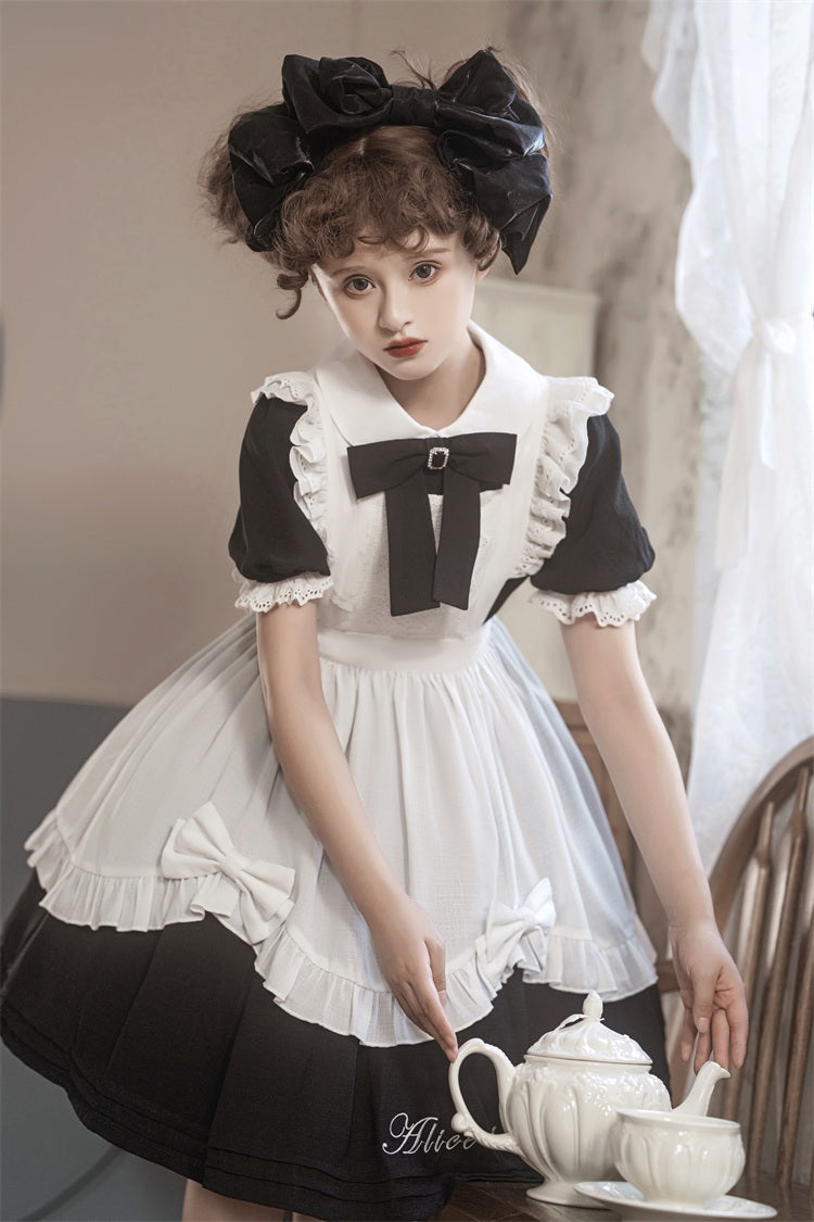 Letters from Unknown Star - Sweet Alice - Short Sleeves Maid Lolita OP
