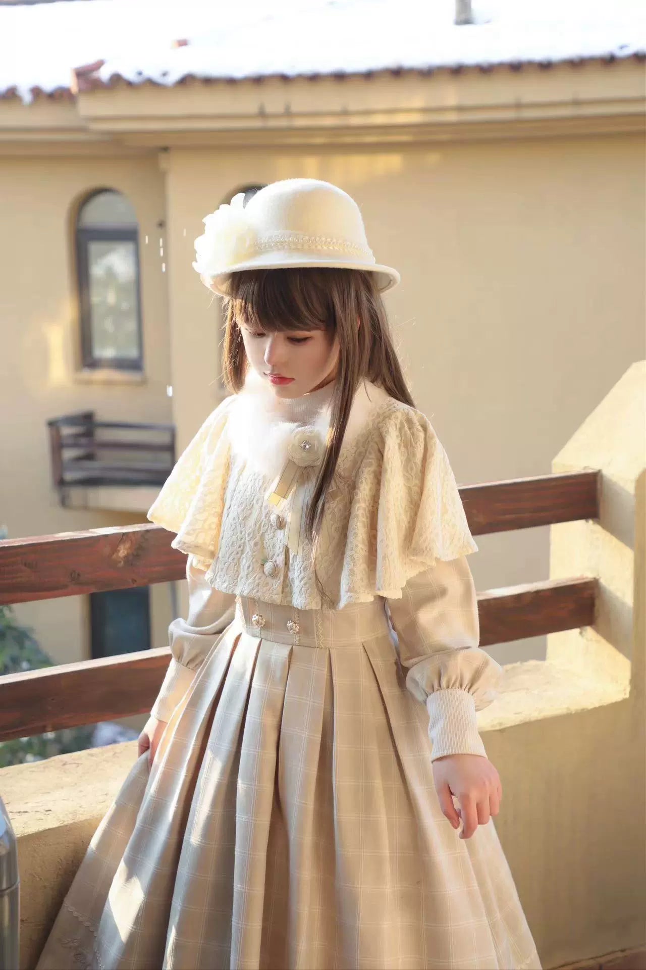 ZeeYe - Elegant Lolita Cape Fur Collar Lolita Cape Coat