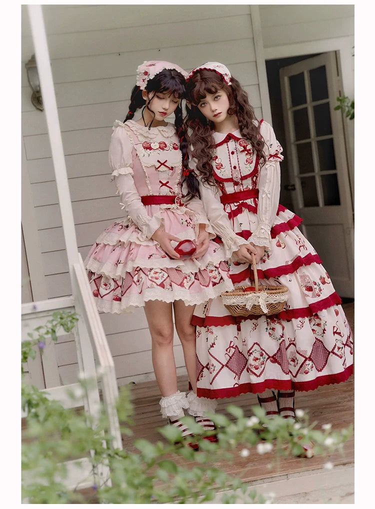 With PUJI - Apple Orchard - Country Lolita SK Embroidered Twins Lolita Top Skirt