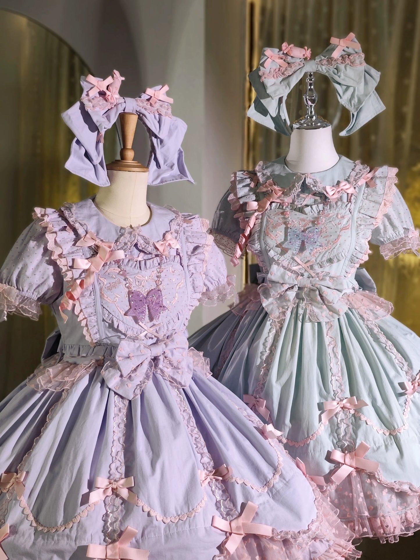 The Seventh Doll - Sweet Diary SP - Vintage Lolita Jumper Dress Petal-like Hem JSK Headdress Set