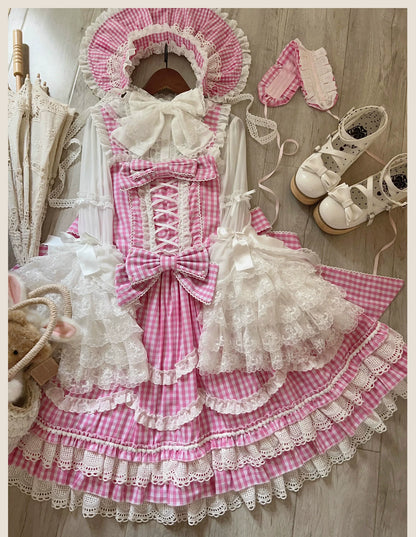 TaTaTa Lolita - Plaid Baileys - Old School Lolita Pink Plaid JSK