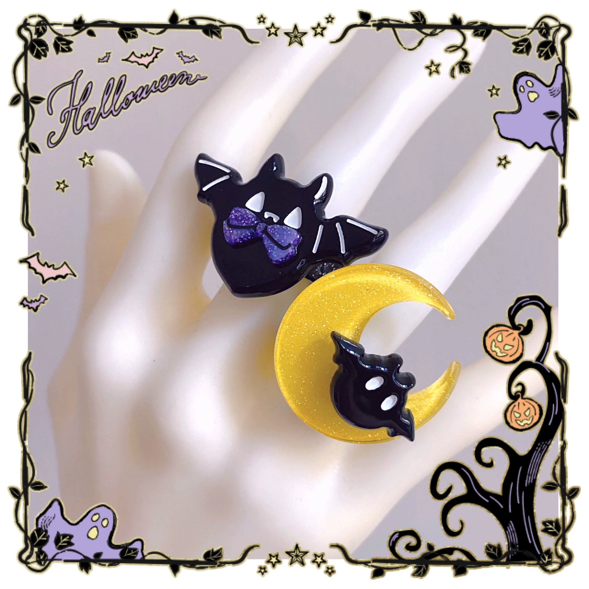 Halloween Alice - Chubby Bat - Halloween Colorful Beads Lolita Necklace, Bat Accents