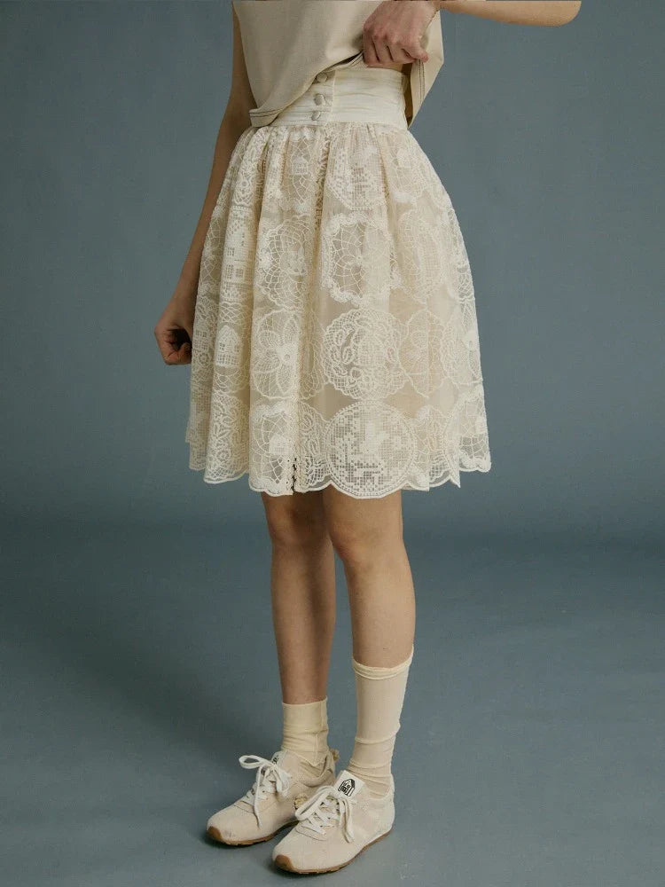 Lace embroidery skirt【s0000008742】