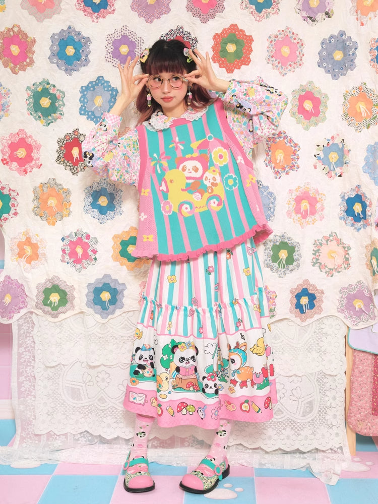 Striped print long skirt【s0000007680】