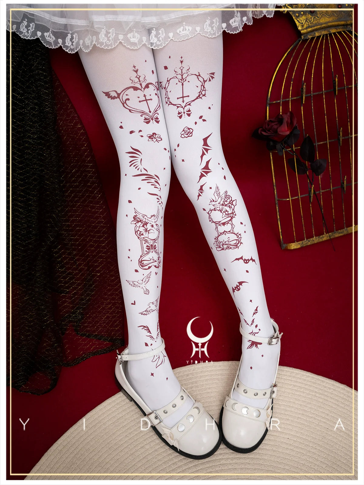 Yidhra - Angel&Devil - Gothic Lolita Pantyhose Printed Goth Tights