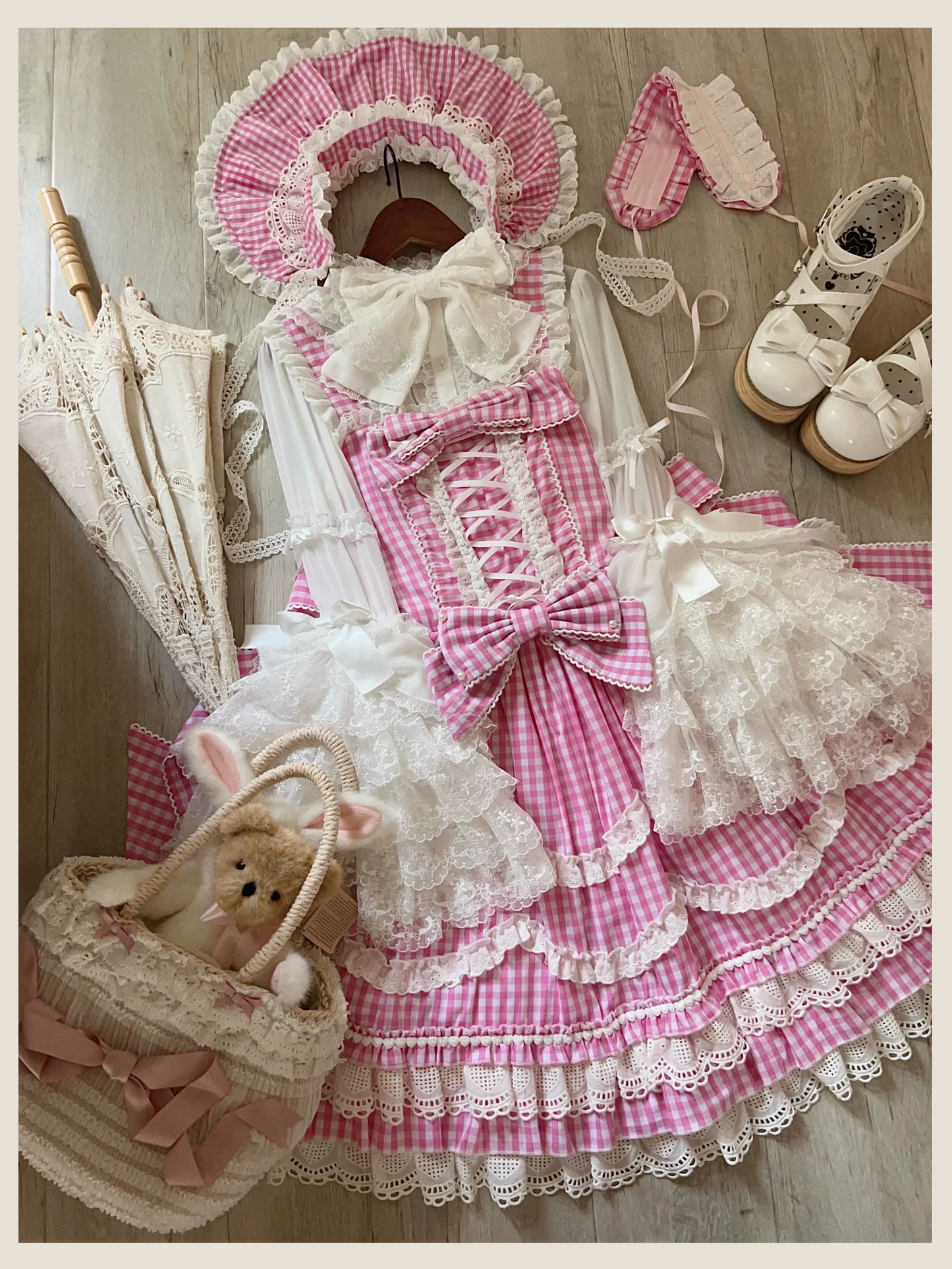 TaTaTa Lolita - Plaid Baileys - Old School Lolita Pink Plaid JSK