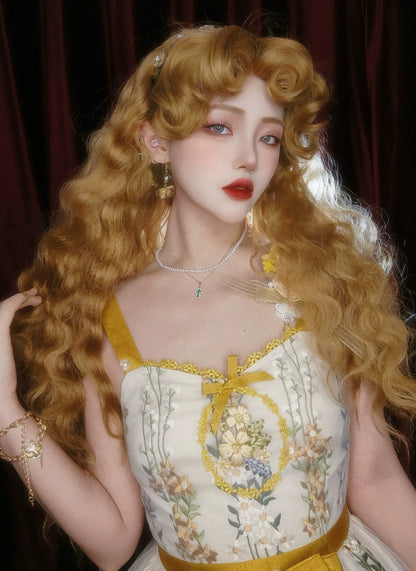 Mabuxi - Princess Diary - Golden Brown Lolita Wig Sheep Curls Long Romantic Wig