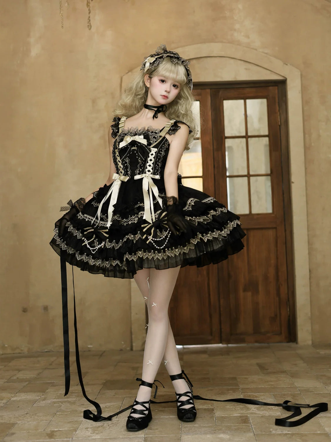 Hanguliang - Gilded Memories - Princess Lolita Jumper Dress, Tiered Ruffles