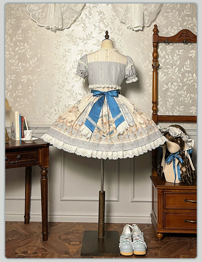 Alice Girl - Sea Salt Fairytale - Sweet Doll-like Lolita OP Animal Printed Lolita Dress
