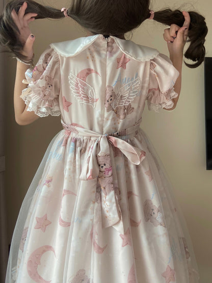 Polaris Lolita - Starry Wish Bear 2.0 - Kawaii Lolita OP Dress with Short Puffy Sleeves