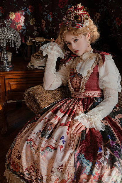 Miss Point - Kaleidoscope - Retro Lolita Dress Oil Painting Print JSK Dress Customized