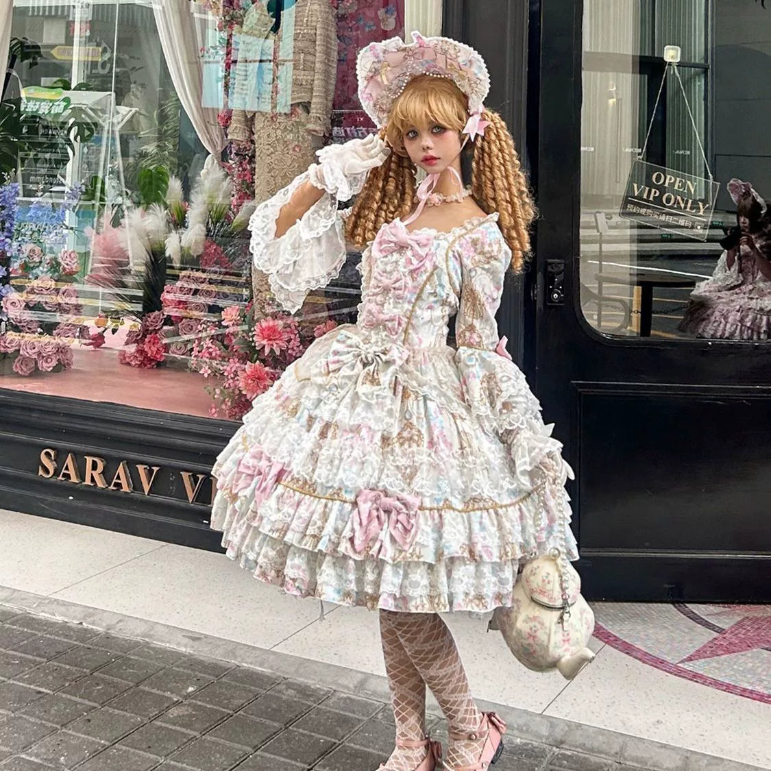 Hanguliang - Candlelight Sonata - Sweet Lolita Long Sleeve OP, Tiered Ruffles
