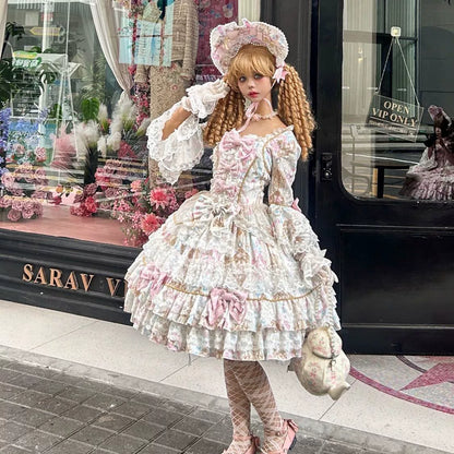 Hanguliang - Candlelight Sonata - Sweet Lolita Long Sleeve OP, Tiered Ruffles