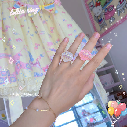 Bear Doll - Kawaii Lolita Ring Adjustable Shell Heart Shape Accessories