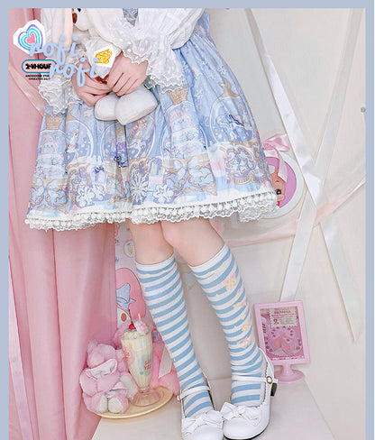 Roji roji - Striped Kawaii Lolita Calf Socks Multicolors