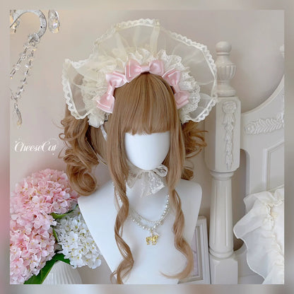 CheeseCat - Sweet Lolita Bonnet Organza Bow Headdress