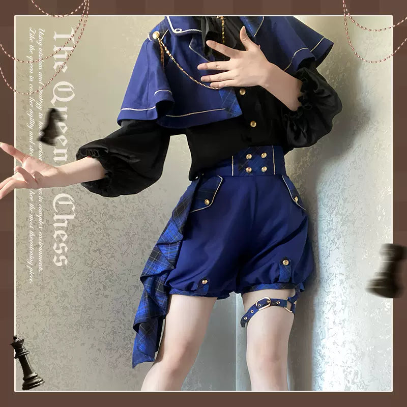Forest Fluorescent Carps - Queen's Chess - Ouji Lolita Cape Shirt & Shorts Set