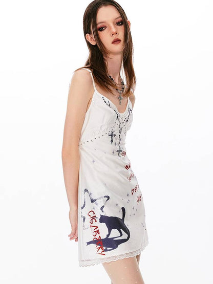 Printed suspender dress【s0000008433】