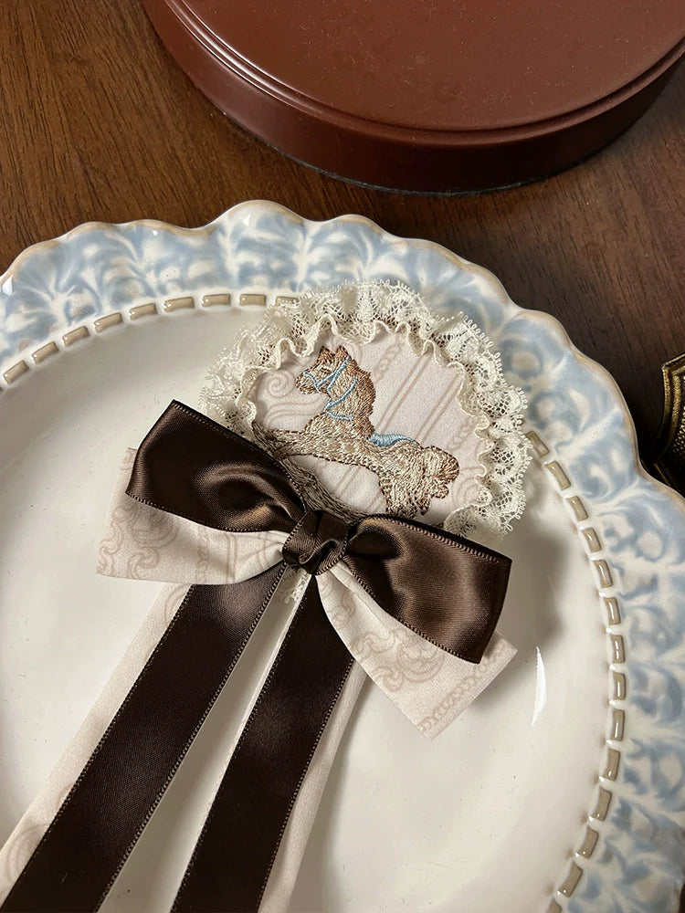 Alice Girl - Sea Salt Fairytale - Sweet Lolita Accessory Embroidered Pony Lolita Badge