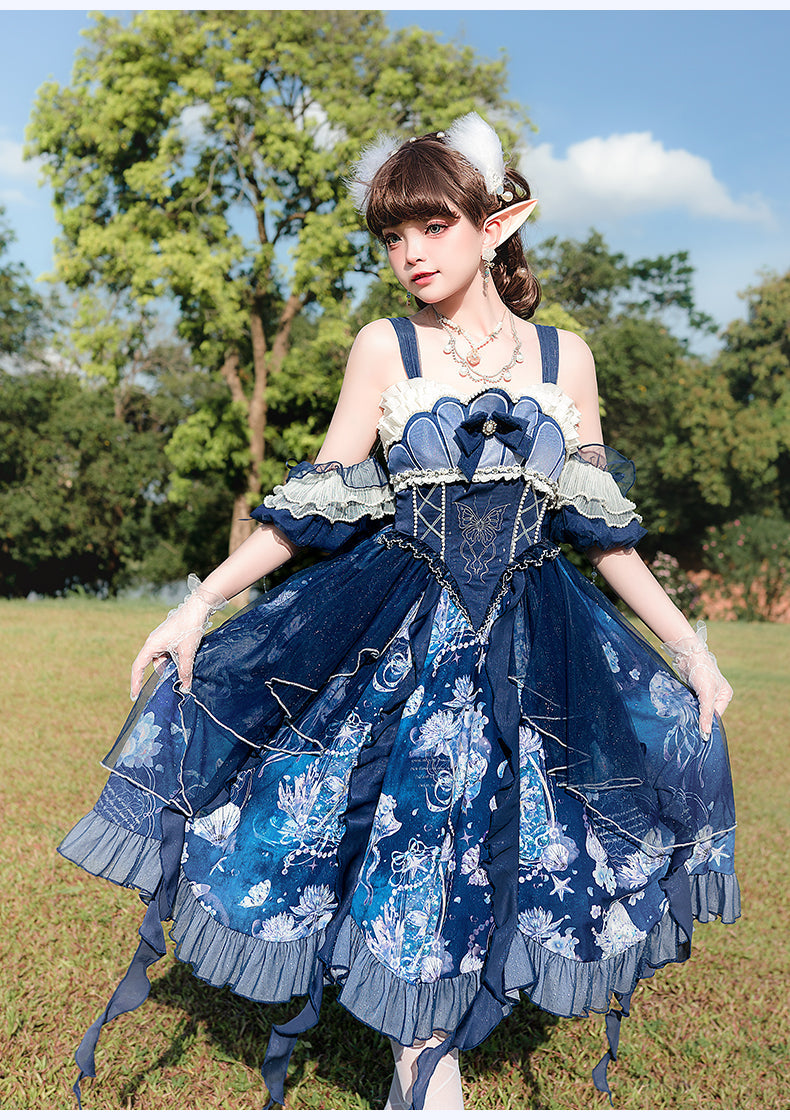 YingLuoFu - Original Elegant Lolita Blue Lolita JSK