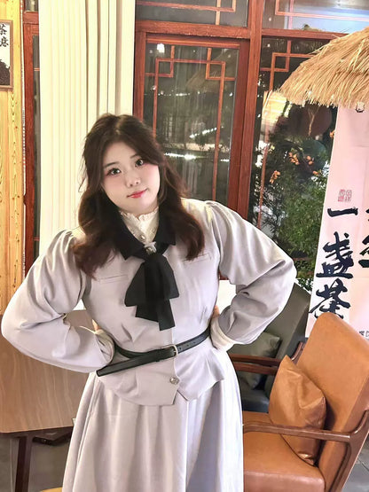 Sweet Wood - Daily Lolita Skirt Set Long sleeve Coat Dress Set