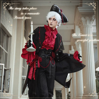 Forest Fluorescent Carps - Rose Countess - Ouji Lolita Pants Suit Prince Coat Elegant Shirt Trailing