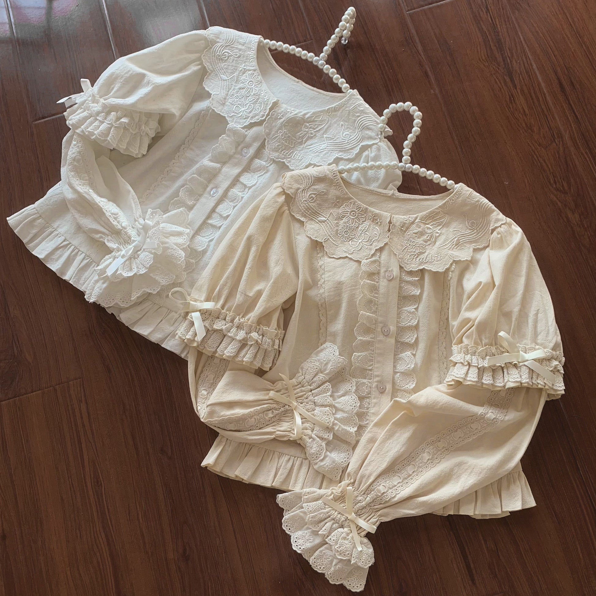 Flower Banquet - Kawaii Lolita Cotton Bunny Embroidery Blouse