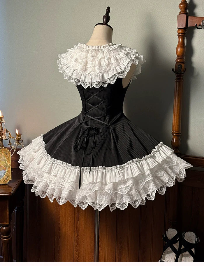 Alice Girl - Arrogant Miss - Sweet Lolita Jumper Dress with Tiered Lace Dress