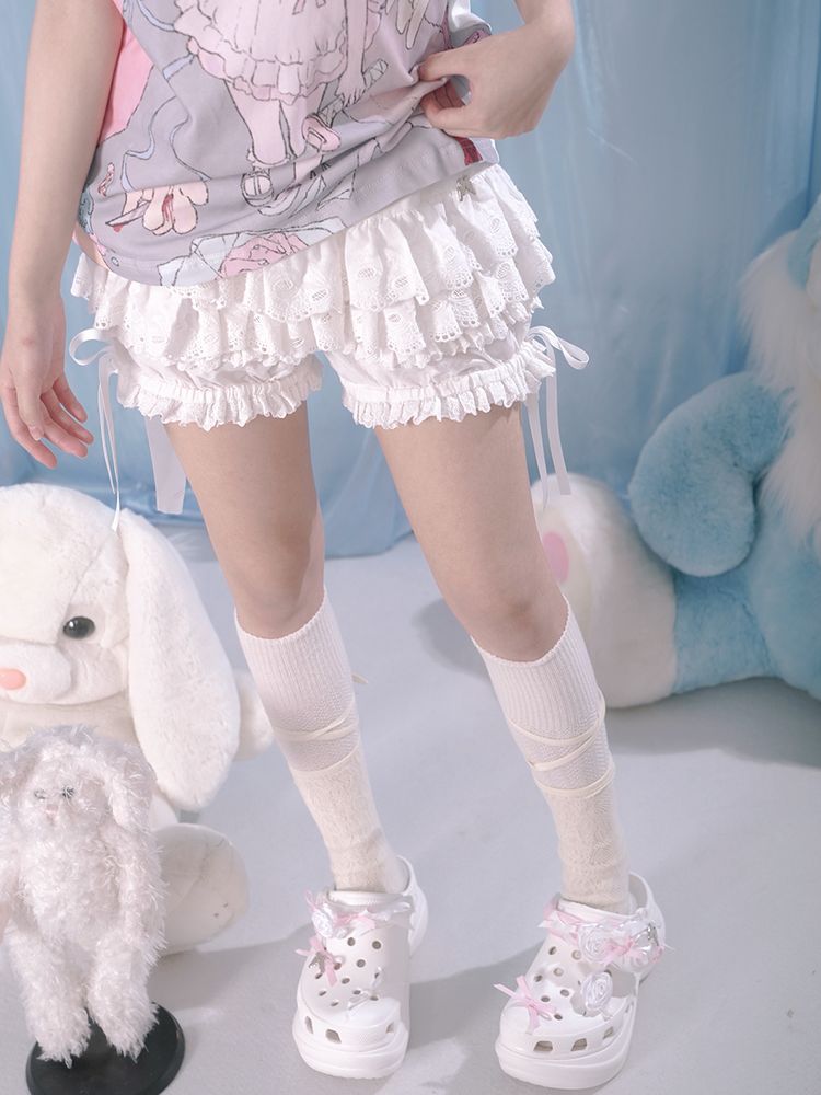 Lace ribbon ballet style shorts【s0000002168】