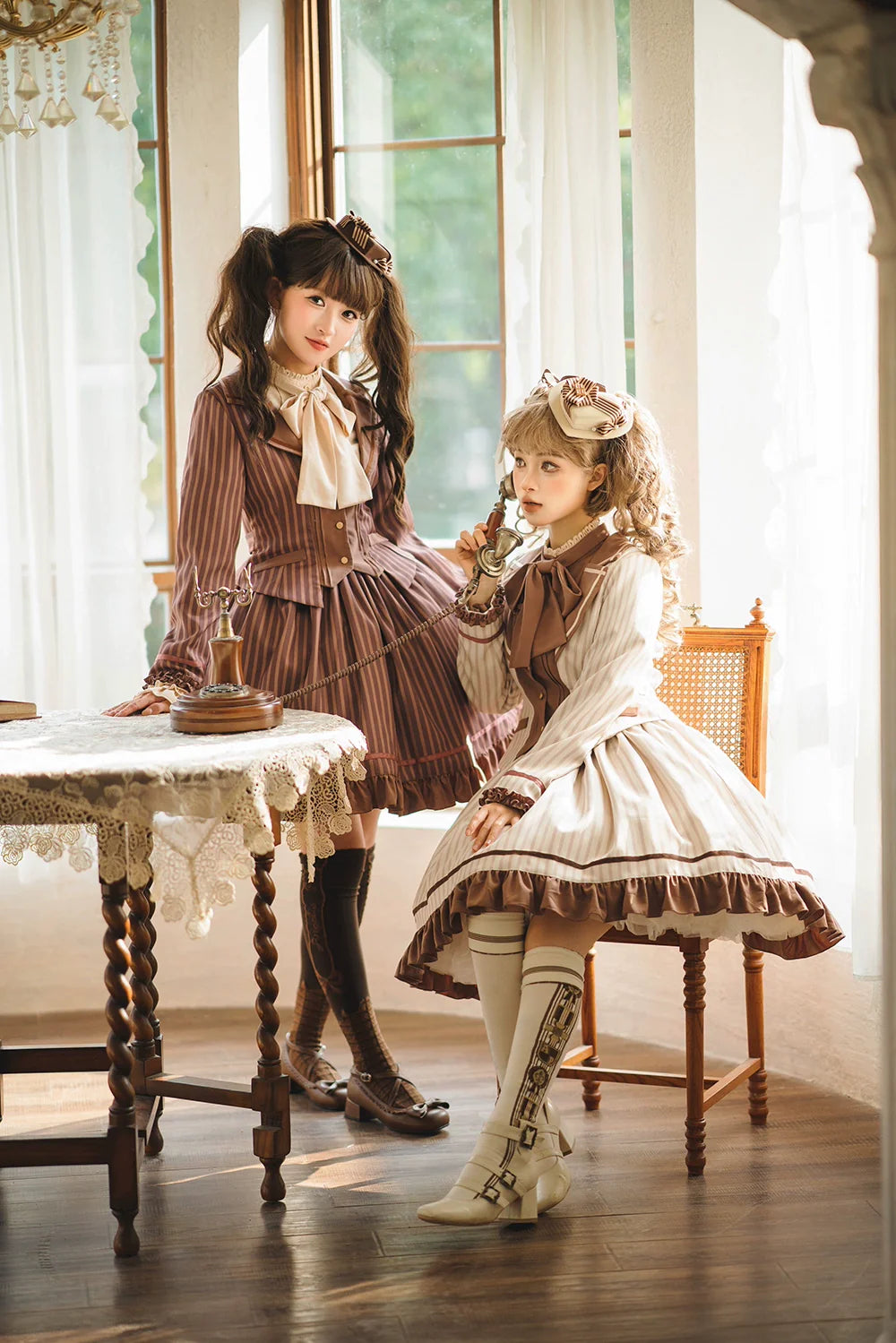 Miss Point - Classical Chocolate - Classic Lolita Skirt Elegant Striped SK