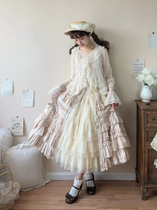 Forest Song - Star and Sea - Classic Lolita Petticoat Adjustable Tiered Ruffle Skirt