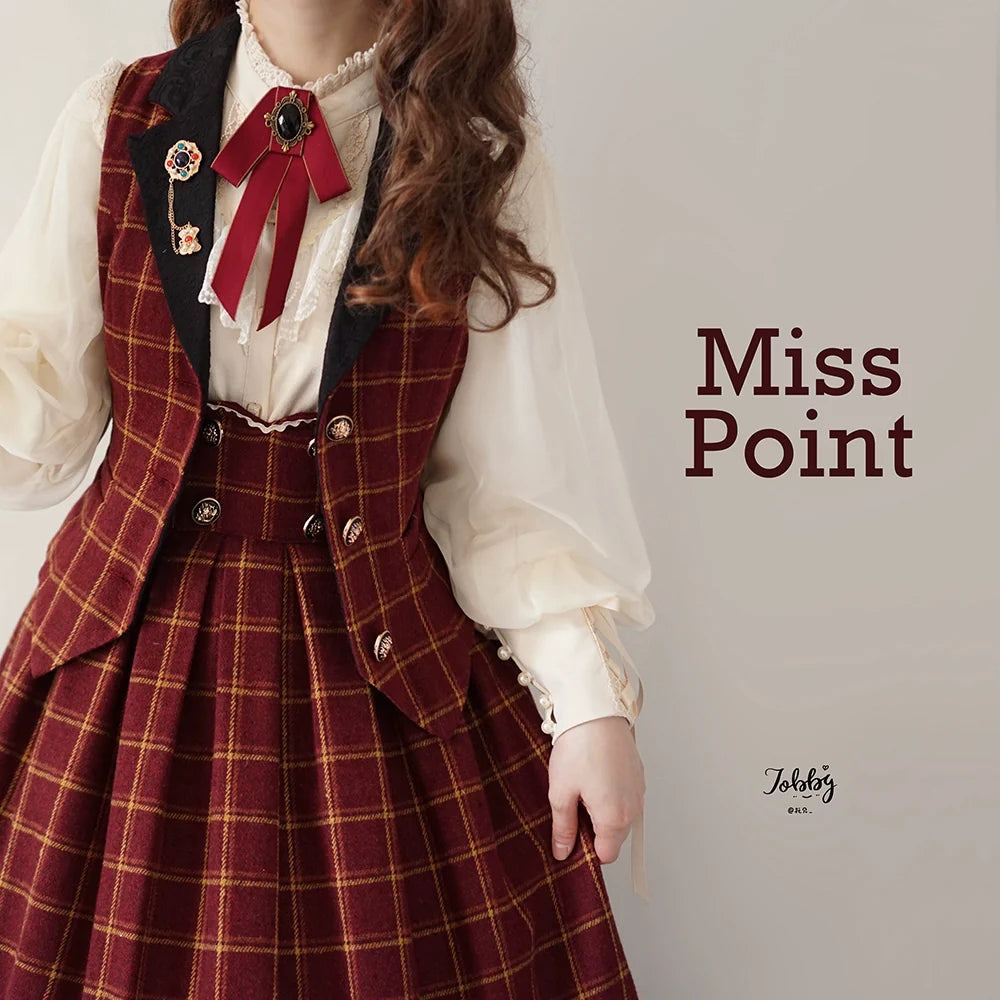 Miss Point - Rose - Elegant Lolita Pliad Print Vest Customized