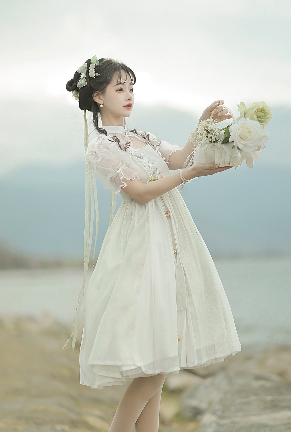Cornfield Lolita - Wind Singing Lily - Qi Lolita Embroidered Dress Suit