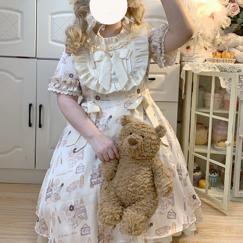 Naomistudio - Cartoon Dogs - Sweet Lolita OP Bows Dress Plus OP